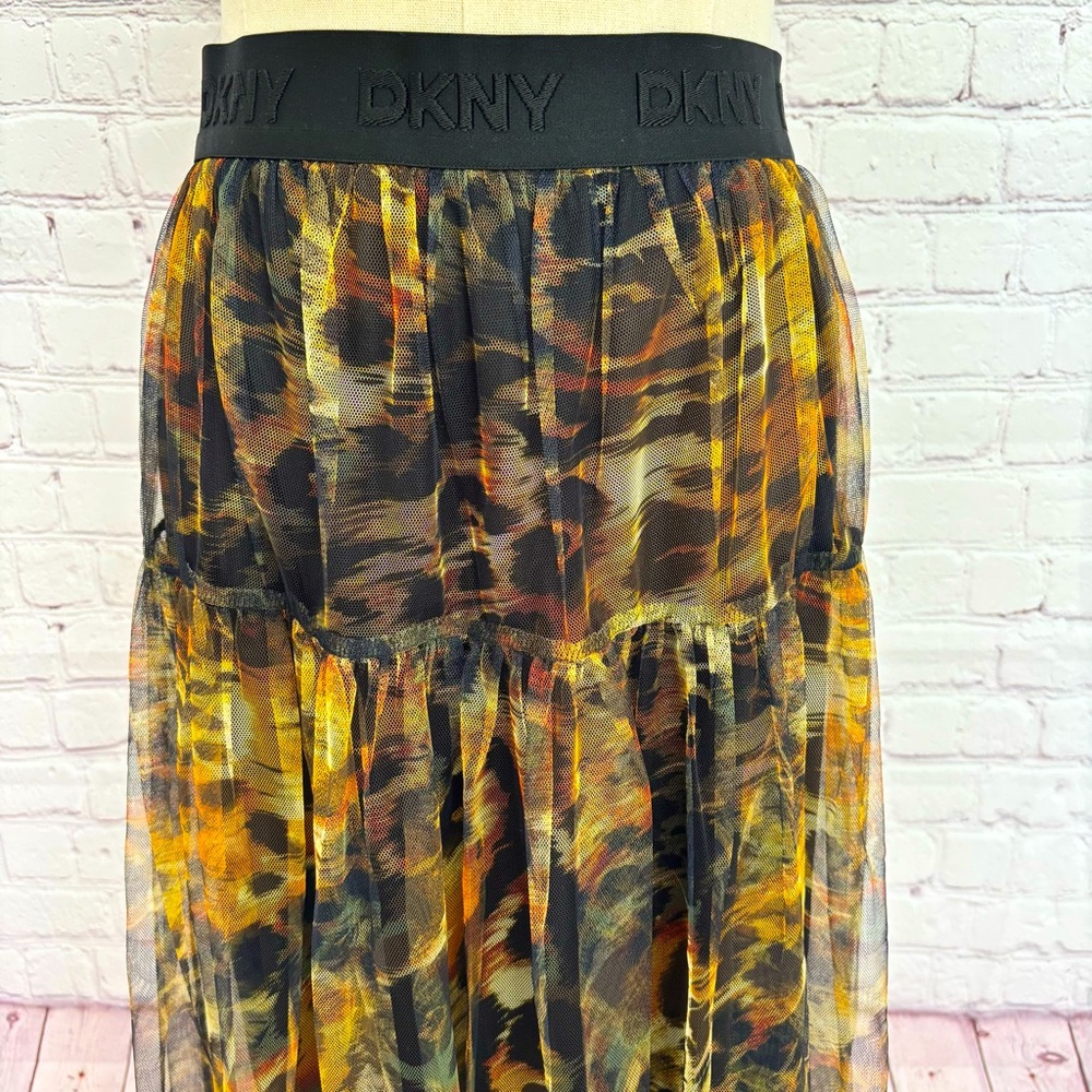 DKNY Animal Print Sheer Tulle Overlay A-Line Midi Skirt—NWT—S - Picture 4 of 15
